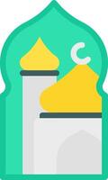 A mosque icon with a yellow roof and a crescent vector
