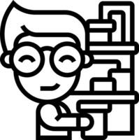 A cartoon man with glasses and a book on a shelf vector
