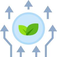 A green leaf is surrounded by arrows vector