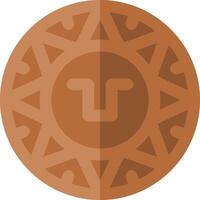 A brown coin with a circular design vector