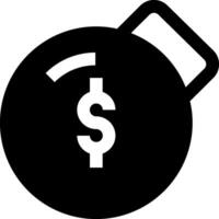 A black and white icon of a bomb with a dollar sign vector
