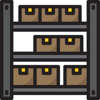 A shelf with boxes and boxes on it vector