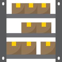 A shelf with boxes and yellow labels vector