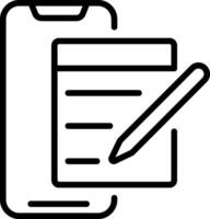 A smartphone with a pen and paper icon vector