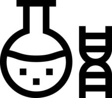 A black and white image of a lab flask and a dna symbol vector