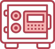 A red and white safe box with a keypad vector