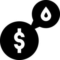 A black and white icon of a dollar sign and a drop of oil vector