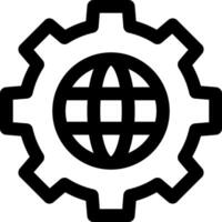 World globe gear icon vector