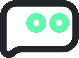 A speech bubble with two green eyes vector