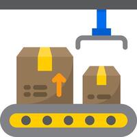 A forklift is lifting boxes and a forklift is on the ground vector