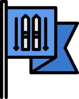 A blue flag with a blue arrow pointing to it vector