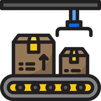 A flat icon of a forklift with boxes on it vector