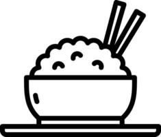 Rice bowl with chopsticks icon vector
