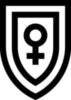 A shield with a female symbol on it vector