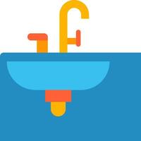 A blue sink with a faucet and a yellow faucet vector