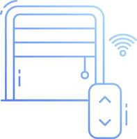 A remote control is connected to a garage door vector