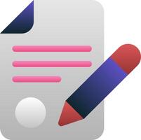A pen and paper icon with a red and blue pen vector