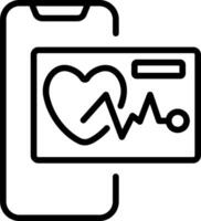 A smartphone with a heart monitor and a heartbeat vector