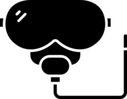 A black and white icon of a diving mask vector