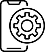 A smartphone with a gear wheel on it vector