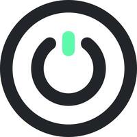 A black and green power button with a green light vector