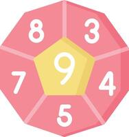 A pink octagon with numbers on it vector