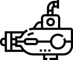 A black and white drawing of a submarine vector