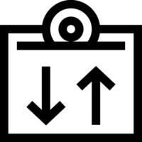 A black and white icon of a folder with arrows pointing up vector