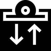 A black and white icon of a box with two arrows pointing up vector