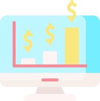 A computer monitor with a bar chart and dollar signs vector