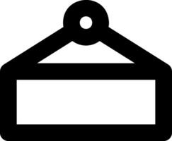 A black and white icon of a hanging sign vector