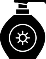 A black and white image of a bottle with a sun vector
