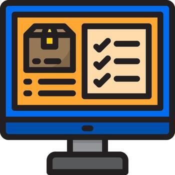 un computadora monitor con un Lista de Verificación y un cheque caja vector