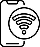 A black and white icon of a phone and a wifi symbol vector