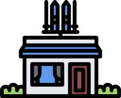 A small house with a rocket on top vector