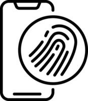 A black and white image of a fingerprint on a phone vector