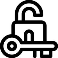 A black and white icon of a lock and key vector