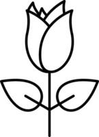 A black and white outline of a rose vector