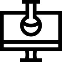 A black and white image of a computer monitor vector