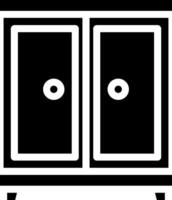 A black and white cabinet with two doors vector