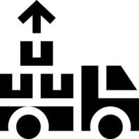 A black and white truck with an arrow pointing up vector