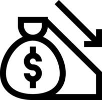 A black and white image of a money bag with a dollar sign vector