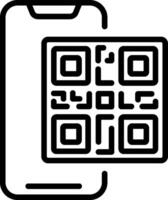 A black and white qr code on a smartphone vector