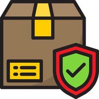 A box with a shield and a check mark vector