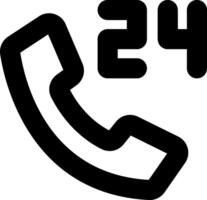 A black and white phone icon with the number 24 vector