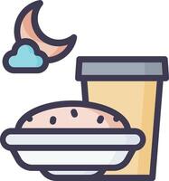 A cup of coffee and a sandwich with a moon vector