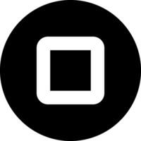 A black and white square with a white circle in the center vector