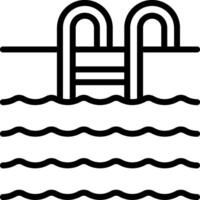 A black and white illustration of a pool with a ladder vector