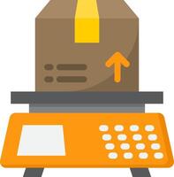 A box on a scale with an arrow pointing up vector
