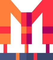 The letter m in orange, red and blue vector